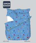 Simon Baker Melody Blue Cotton Printed Duvet Cover Set Various Size - Blue Double Std 200CM X 200CM + 2PILLOWCASE 45CM X 70CM