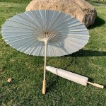 1PC Handcrafted White Plastic Umbrella For Bridal Wedding Decorations - Elegant Handheld Artistic Prop For Photography Events Wi