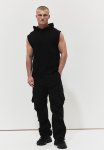 Regular Fit Sleeveless Sports Hoodie In Drymove - Black