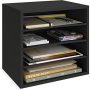 Ballucci 4-TIER Paper Organizer For Desk Stackable Tray Desk Storage Organizer Shelves Stacking Letter Paper Tray Sorter For Classroom Office Blac