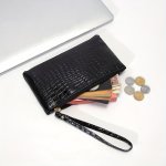 Women Crocodile Pattern Clutch Stylish Wristlet Handbag Bag Elegant Mobile Phone Coin Purse