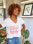 Golden Lips Oversized Tee - White - Large