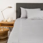 Bambo O 440 Thread Count 3 Line Satin Stitch DUVET COVER SET - Light Grey - King 230 X 220CM