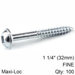 Kreg Zinc Pocket Hole Screws 32MM 1.25' 7 Fine Thread Mx Loc 100CT