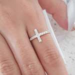 Serenity 925 Sterling Silver Cz Cross Ring - Size 6