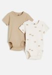 2-PACK Short-sleeved Bodysuits - Beige Turtles