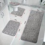 4-PIECE Bath Rug Set European Simple Anti-slip Bathroom Mats Flannel 3D Pebble Embossed Strong Water Absorption Non-slip Comfort