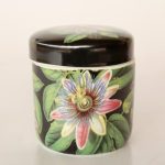 Ceramic Black Jar With Lid – Granadilla Design – 14X12CM