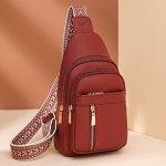 Women's Vintage Chest Bag Multi-pocket Zipper Vintage Shoulder Bag Pu Leather Leisure Sports Crossbody Bag