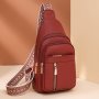 Women's Vintage Chest Bag Multi-pocket Zipper Vintage Shoulder Bag Pu Leather Leisure Sports Crossbody Bag