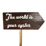Dark Wood Signs The World Is..right ARROW20 80CM