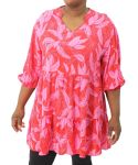 Ladies Printed Longer Tunic - 60 Red pink