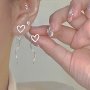 1 Pair Silvery Love Wave Earrings For Women Cute Love Tassels Long Earrings Halloween Christmas Gift