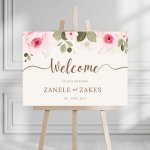 Earthy Watercolor Floral Wedding Welcome Sign