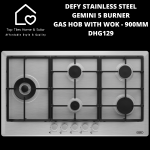 Defy Stainless Steel Gemini 5 Burner Gas Hob With Wok - 90CM DHG129
