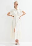 Oversized Tie-belt Dress - Cream