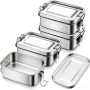 Homgem 4 Pieces Stainless Steel Bento Box MINI 550ML Metal Lunch Box