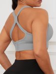 Solid Stretchy Adjustable Racer Back Sports Bra Comfy & Breathable Push Up Fitness Bra Women's Lingerie & Underwear