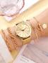 1PC Round Pointer Quartz Watch & 4PCS Bracelet