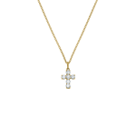 Yellow Gold Cubic Zirconia Cross Pendant On Chain