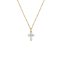 Yellow Gold Cubic Zirconia Cross Pendant On Chain