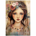 Deco Print Mixed Media Girl 1
