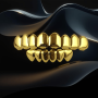 Hip Hop Grillz Set For Top And Bottom Teeth - 8 Tooth Caps Gold Plated Costume Accessory - Easy Clip-on No Electricity Or Battery