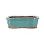 Assorted Glazed Bonsai Pots 10" - Deep Green Rectangle With Decorative Corners 28 X 21 X 8.5CM