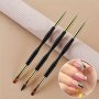 3PCS Professional Nail Art Brush Set - Dual-ended Ultra-fine Detailing & Liner Pens For Precision Manicure And Pedicure