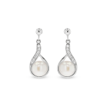Sterling Silver & Cubic Zirconia Freshwater Pearl Drop Earrings