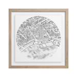 City Bowls - Cape Town Art Print - 110MM X 110MM A5 Width Framed - Natural Frame