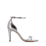 Stiletto Leather Sandal -silver