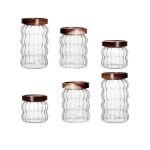 6 Pack Glass Storage Jars With Airtight Lids Ripple Spice Coffee Mason Jar