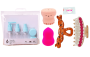 Set Of 11 Travel Bottle Hair Claw Clips Face Cleanser & Makeup Sponges