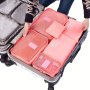 6-PIECE Set Oxford Cloth Packing Cubes - Travel Luggage Organizer Bags For Clothing Shoes & Underwear With Foldable Storage Pouches