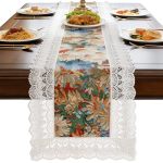 Ouzhuhui Vintage Abstract Dining Decor Elegant Lace Trimmings Table Runner For Thanksgiving Christmas Decorations Home Kitchen D