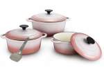 Smte Quality Cast Iron Cookware Set & Complementary Iywa Serving Spoon Berry With Keychain