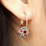 Full Colorful Shiny Rhinestone Decor Ball Design Hoop Earrings Bohemian Sexy Style Zinc Alloy Jewelry Daily Casual