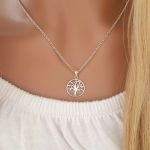 Tara 925 Sterling Silver Tree Necklace 14X14MM On A 45CM Rolo Chain