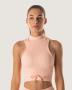 Ribbed Statement Racer Back Top - Salmon - Medium