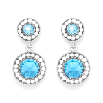 2-TIER Circular Drop Earrings With Blue