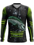 Various Fish Pattern Digital Print Men's Long Sleeve V-neck Breathable Stretch Sports T-Shirt For Outdoor