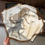 70.1CM Luxury Vintage Style Square Scarf French Elegant Horse Print Bandana Versatile Neck Scarf