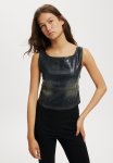 Cotton On Denim Corset - Wet Look Slate