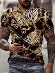 Men's Chains Graphic Print T-Shirt Casual Short Sleeve Crew Neck Tee Men's Clothing For Outdoor