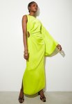 Cape Sleeve Satin Maxi Dress - Lime Punch