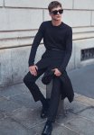 Slim Fit Fine-knit Jumper - Navy Blue
