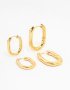 Waterproof Gold Plated Stainless Steel Square Oval Hoop Earrings 2-PACK