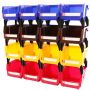 16 Plastic Garage Storage Bins Set For Tools & Parts