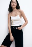 Rib-knit Strappy Top - White